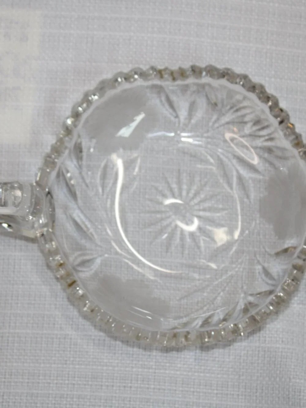 Vintage Lead Crystal Dish With Finger Loop w/ Original Box